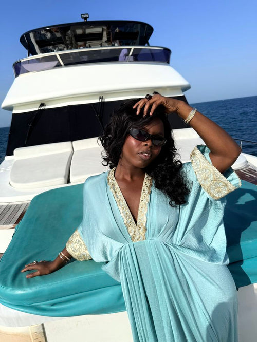 Azura Stitched-Waist Resort Boubou Dress